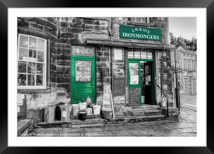 Ironmongers Shop Holmfirth Framed Mounted Print by Alison Chambers