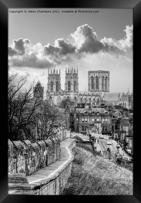 York Minster Black and White  Framed Print by Alison Chambers