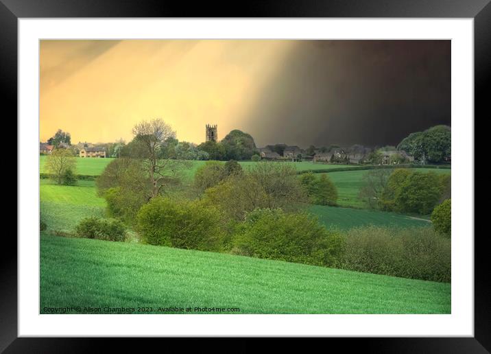 Emley Across The Fields Framed Mounted Print by Alison Chambers