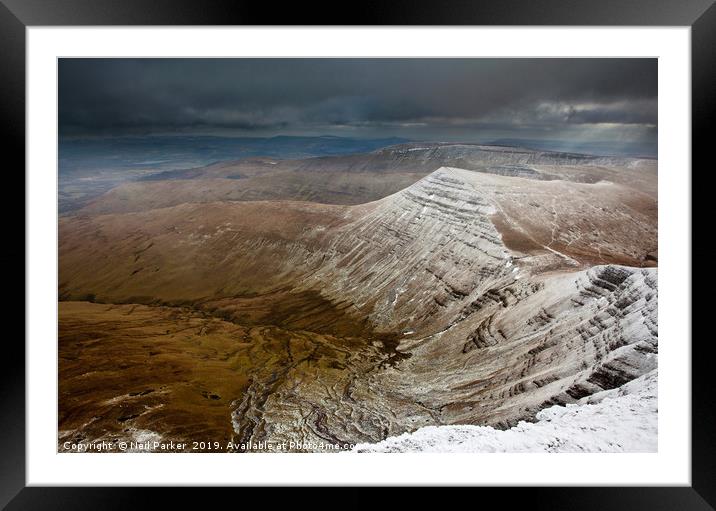 Dark clouds over Cribyn, Brecon Beacons Framed Mounted Print by Neil Parker