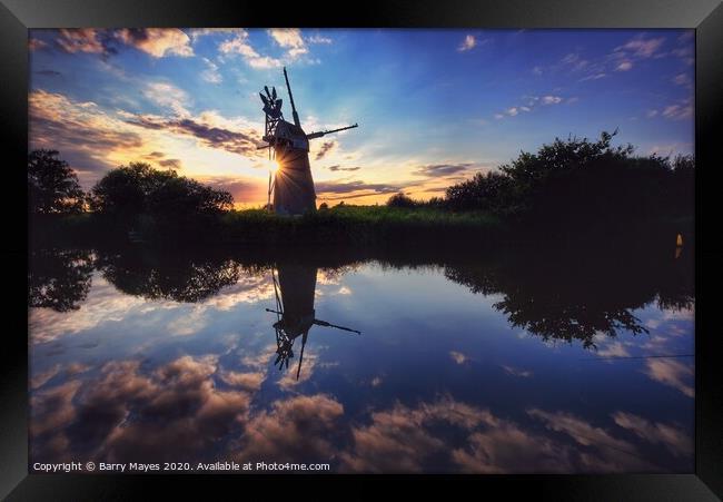 Turf Fen Drainage Mill Framed Print by Barry Mayes