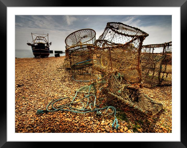 Fishing Boat RX150 on The Slade at Hastings Framed Mounted Print by Ian Homewood
