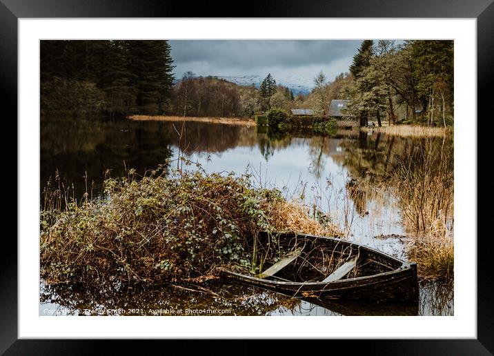 The Abandoned Boat at Loch Ard, The Trossachs Framed Mounted Print by Tracey Smith