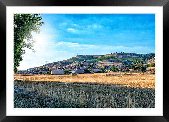 beautiful view of an agricultural village at sunset Framed Mounted Print by David Galindo