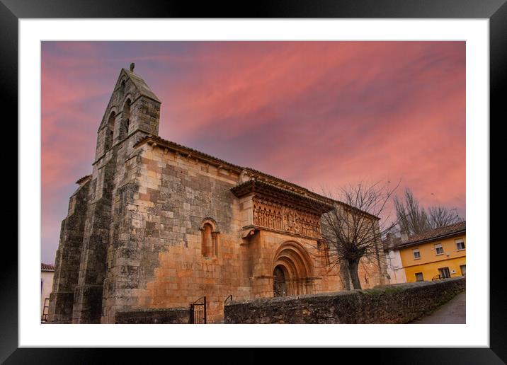 Romanesque stone church with amazing sky Framed Mounted Print by David Galindo
