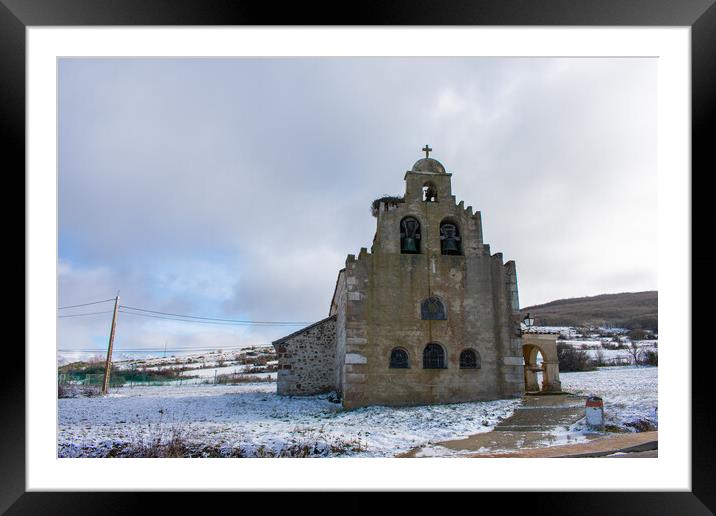 Romanesque church of the village of Vañes in Palencia (Spain) Framed Mounted Print by David Galindo