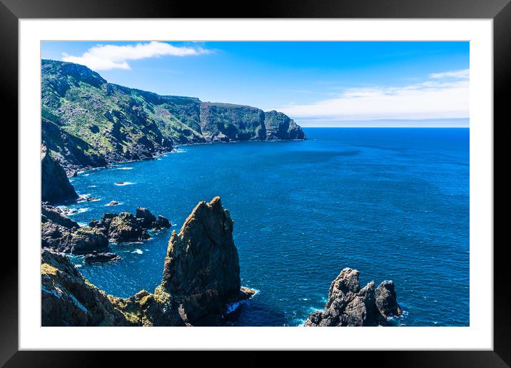 rock cliff in the ocean Framed Mounted Print by David Galindo