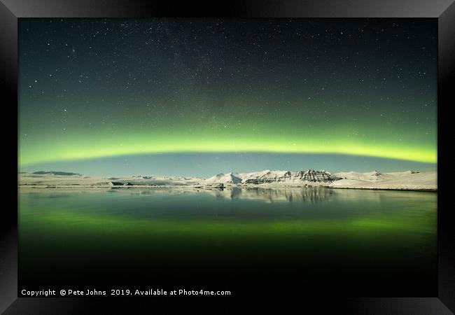 The Northern Lights reflection Framed Print by Pete Johns
