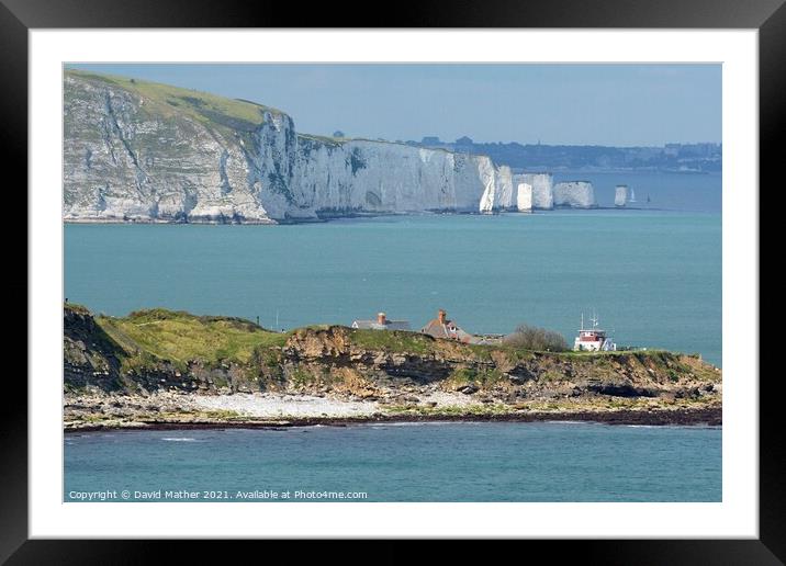 Chalk cliffs near Durlston, Dorset, UK Framed Mounted Print by David Mather