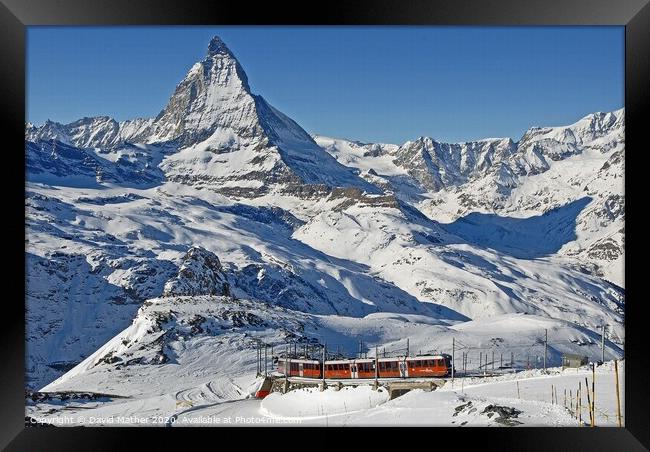 Matterhorn and mountain railway Framed Print by David Mather