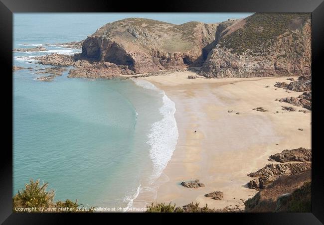 A beach to ourselves in Jersey Framed Print by David Mather