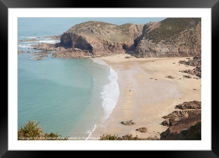 A beach to ourselves in Jersey Framed Mounted Print by David Mather
