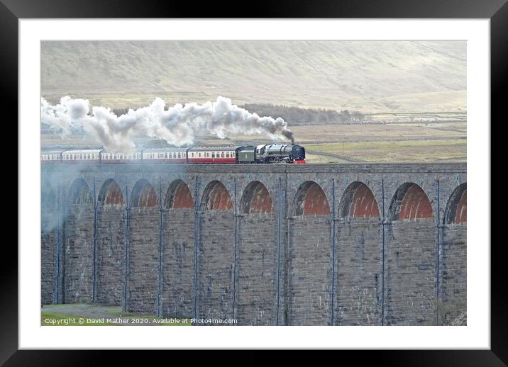 Britannia powers over Ribblehead Viaduct Framed Mounted Print by David Mather