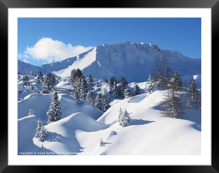 Pristine snow-scape Framed Mounted Print by David Mather