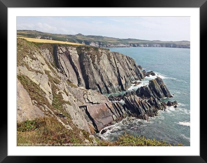 Rocky cliff near St. Davids, Pembrokeshire Framed Mounted Print by David Mather