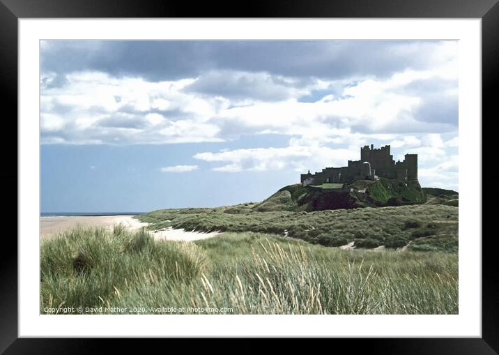 Bamburgh Castle and shoreline Framed Mounted Print by David Mather