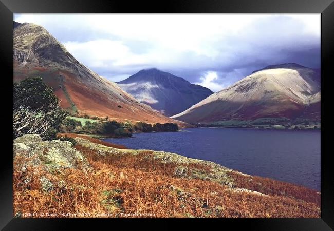 Wastwater and Great Gable, Cumbria Framed Print by David Mather