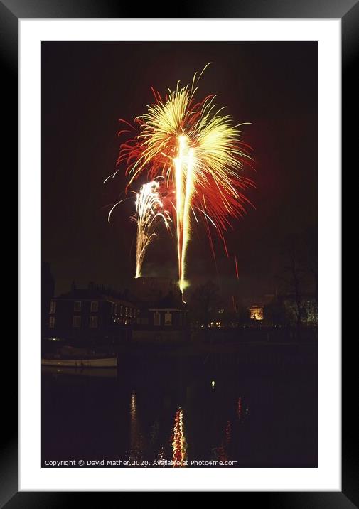York Viking Festival fireworks Framed Mounted Print by David Mather