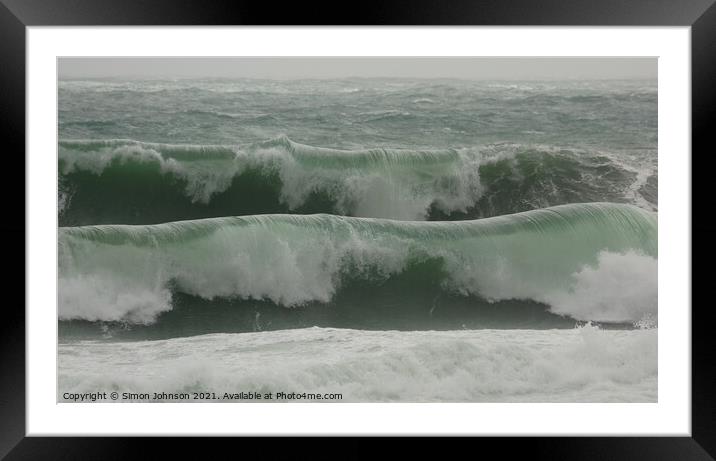 Storm Waves Framed Mounted Print by Simon Johnson