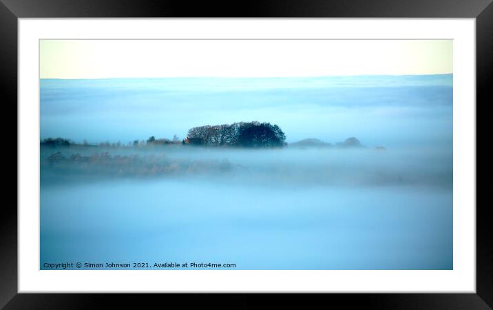 Cotswold Inversion and morning mist Framed Mounted Print by Simon Johnson