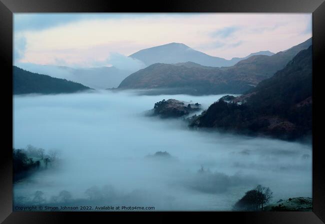 Snowdonia Mist Framed Print by Simon Johnson