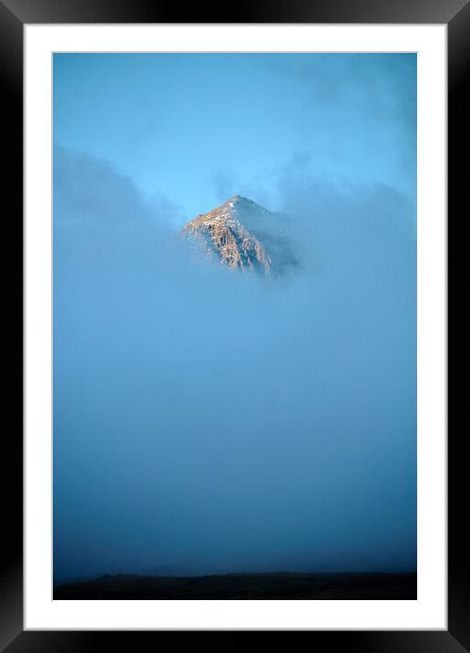 Snowdon in the mist Framed Mounted Print by Simon Johnson