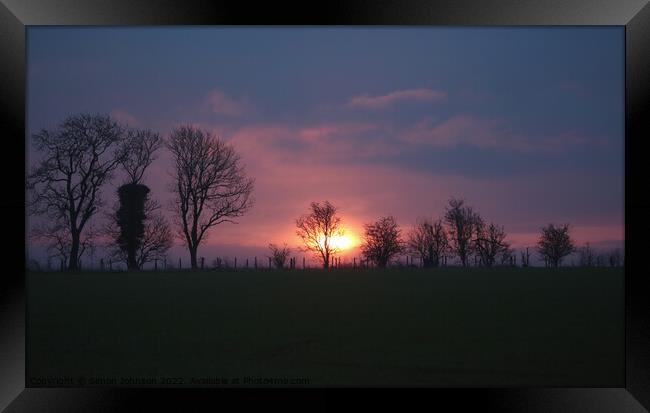 A glimpse of morning sunlight  Framed Print by Simon Johnson