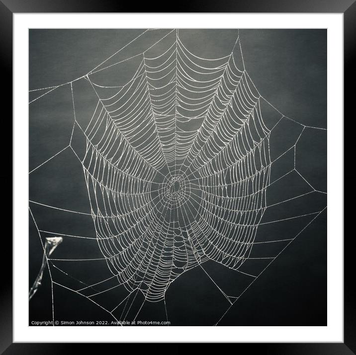 Spiders web  Framed Mounted Print by Simon Johnson