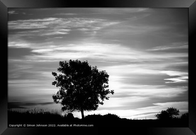 Sunrise in monochrome  Framed Print by Simon Johnson