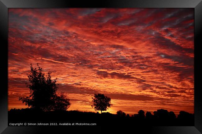 Cotswold sunrise Framed Print by Simon Johnson