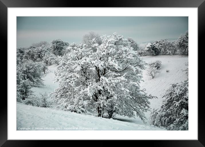 Cotswold Snow Framed Mounted Print by Simon Johnson