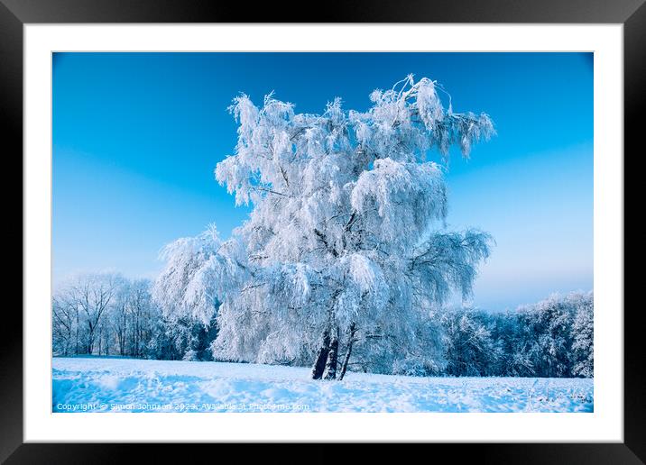 Hoar frosted tree Framed Mounted Print by Simon Johnson
