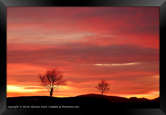 Cotswold Sunset  Framed Print by Simon Johnson