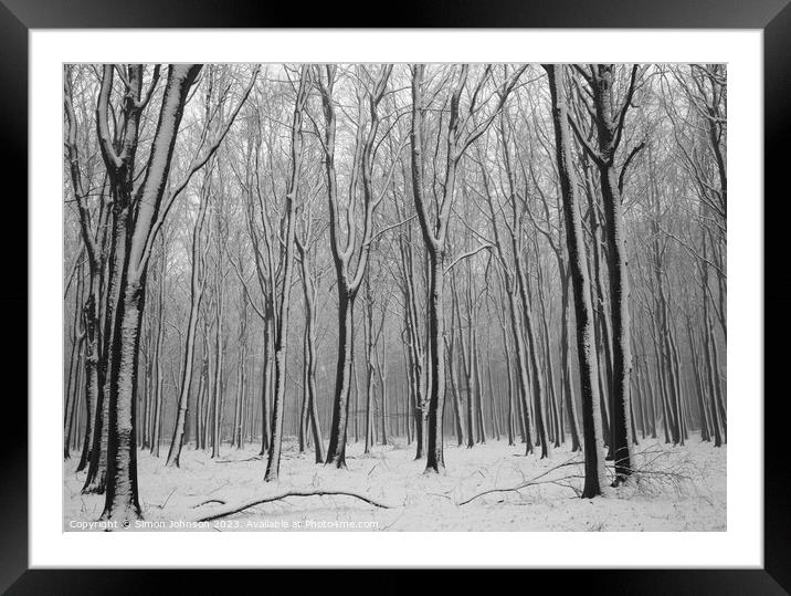 woodland Snow  Framed Mounted Print by Simon Johnson