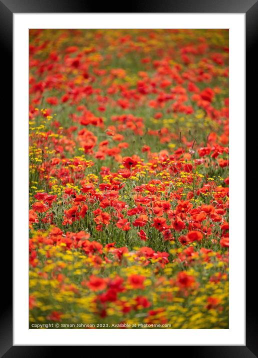 Poppy Field Framed Mounted Print by Simon Johnson