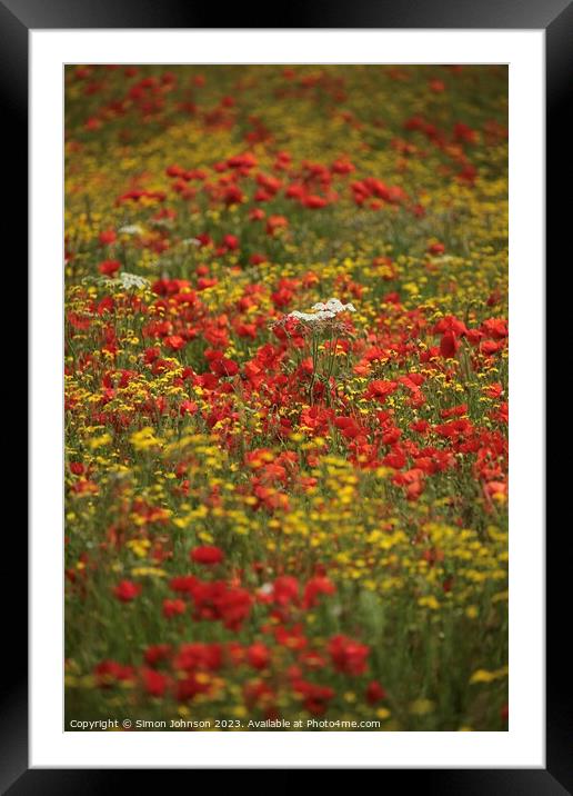 wild flower meadow Framed Mounted Print by Simon Johnson