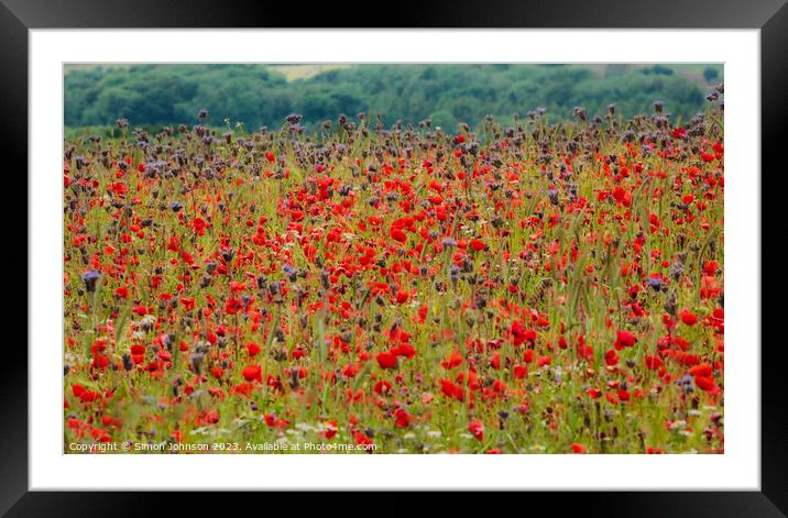 Poppy  field Framed Mounted Print by Simon Johnson
