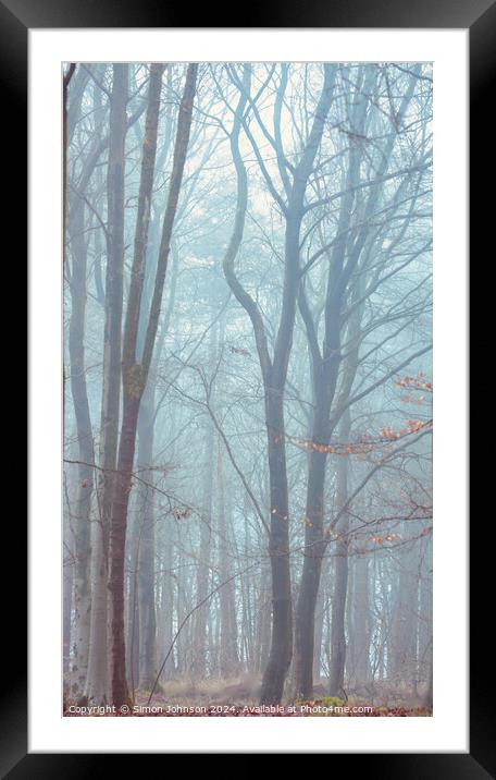 Misty woodland Framed Mounted Print by Simon Johnson