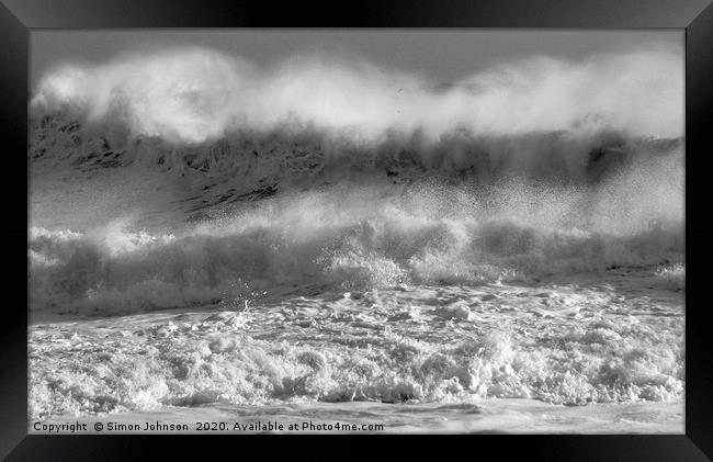 Wind blown Storm wave Framed Print by Simon Johnson