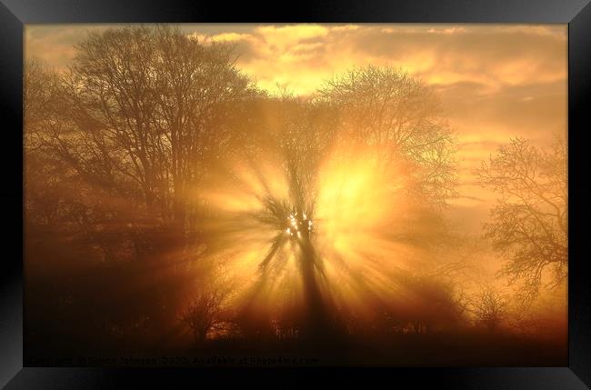 Sunburst Cutsdean Cotswolds Gloucestershire Framed Print by Simon Johnson