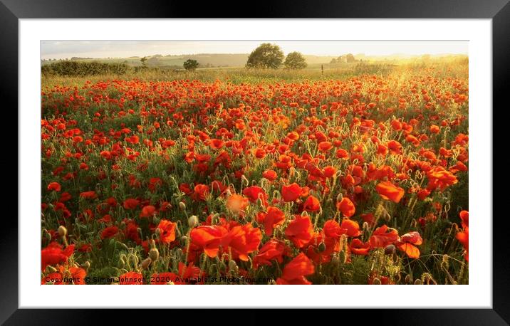 Poppy field Snowshill Framed Mounted Print by Simon Johnson