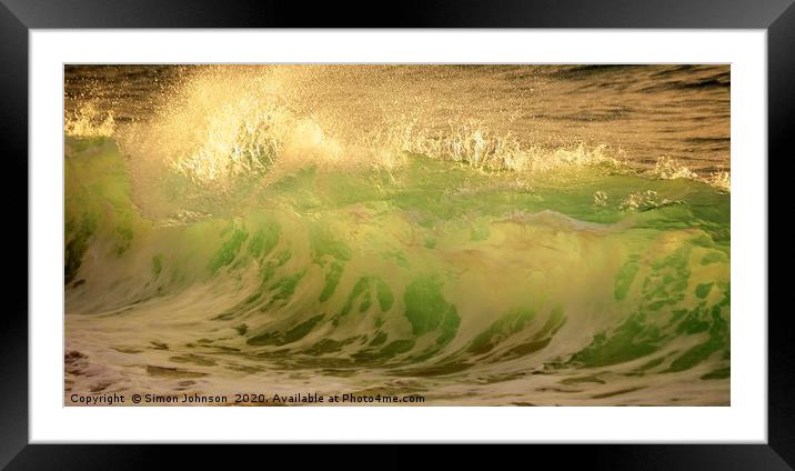 Sunlit wave Framed Mounted Print by Simon Johnson