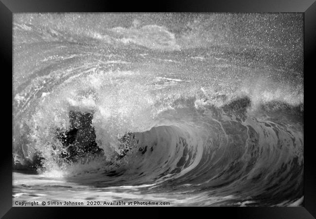 BREAKING WAVE Framed Print by Simon Johnson