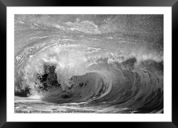 BREAKING WAVE Framed Mounted Print by Simon Johnson