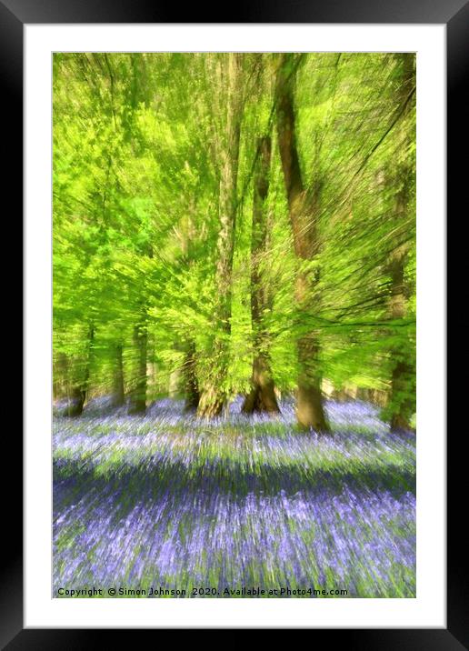 Bluebell Woodland Impressionist image Framed Mounted Print by Simon Johnson
