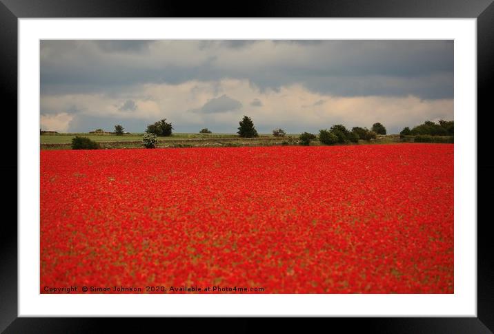 poppy field Framed Mounted Print by Simon Johnson