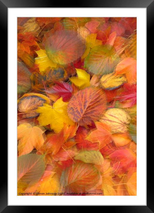 Leaf Collaghe with artistic blur Framed Mounted Print by Simon Johnson