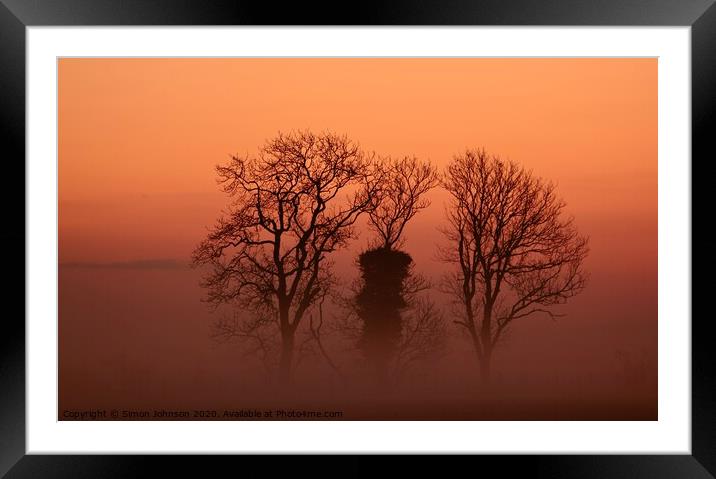 Trees in mist Framed Mounted Print by Simon Johnson