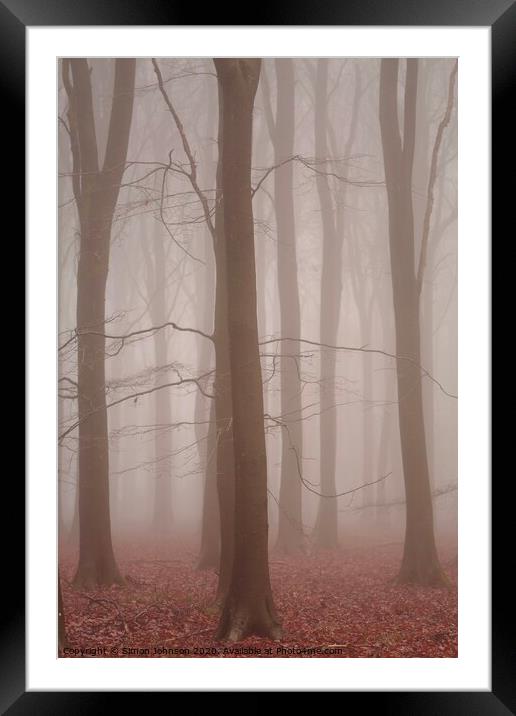 Misty woodland Framed Mounted Print by Simon Johnson