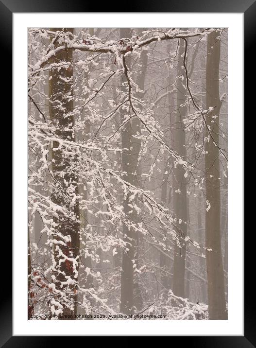 Winter woodland snow Framed Mounted Print by Simon Johnson